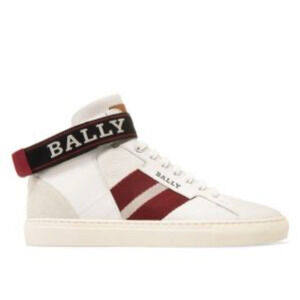Mens Bally Heros White Leather Striped Mid-Top Sneakers EU 8/US 9